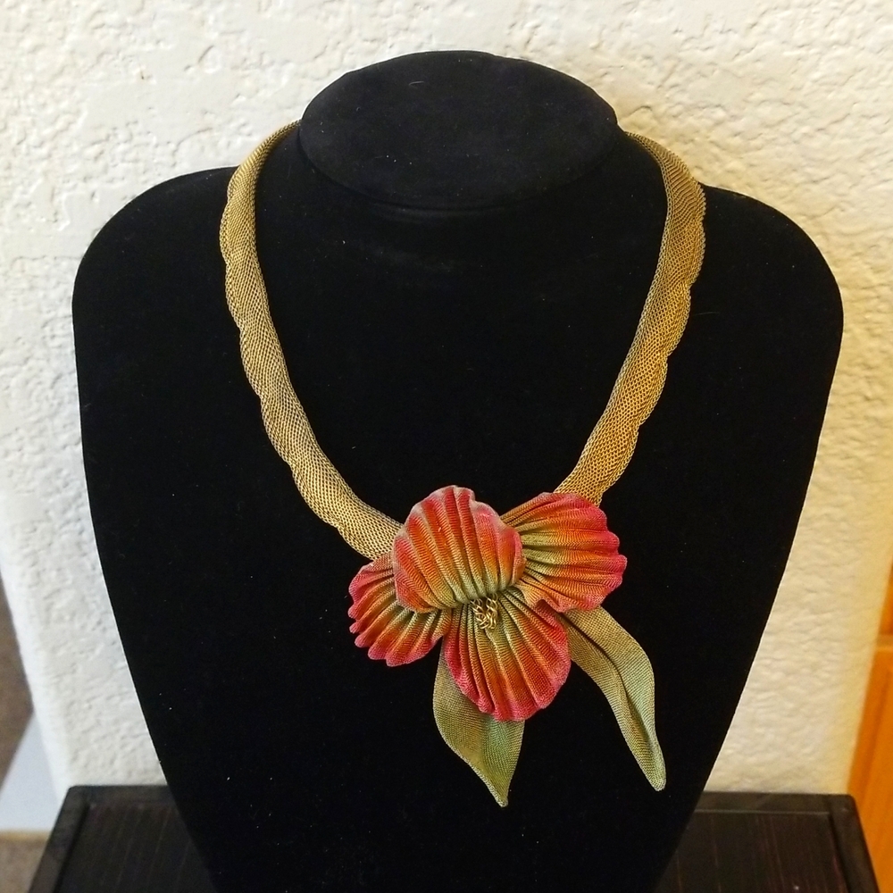 Sarah Cavenders Metalworks Floral Mesh Necklace